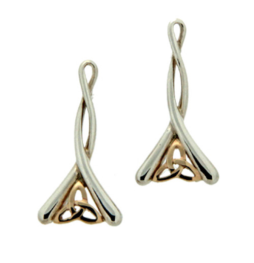 Sterling Silver and 10k Trinity Post Earrings by  KEITH JACK PEX2096