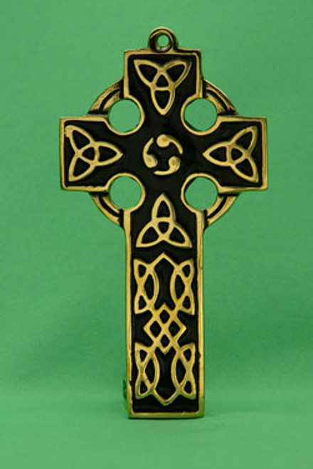 Brass Celtic Cross Flat Small Black 