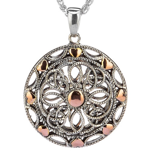 Sterling Silver and 10k Rose Gold Small Ashen Rose Pendant by KEITH JACK PPX0618-S 