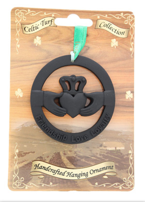 Irish Turf Hanging Ornament - Claddagh 