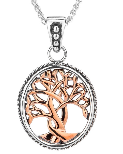 Sterling Silver and 10k Rose TREE OF LIFE Pendant Small~By KEITH JACK~PPX6637-3