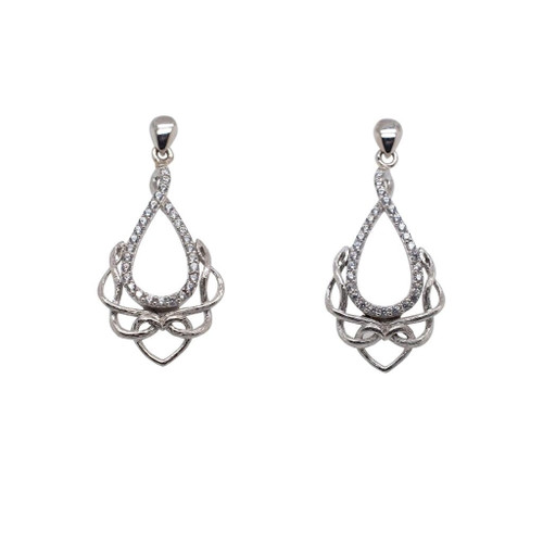Sterling Silver and Rhodium with White Cubic Zirconias Love's Chalice Post Earrings by KEITH JACK PES0063