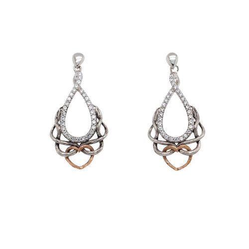 Sterling Silver/Rhodium and 10k Rose Gold with White Cubic Zirconias by KEITH JACK PEX0064-3