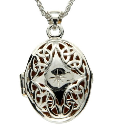 Sterling Silver + 22k Gilded Trinity Diamond Set Locket by KEITH JACK