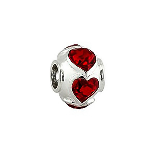 Sterling Sterling Crystal Hearts Bead S80255