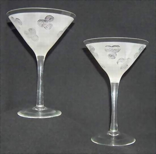 Newgrange Spiral Martini Glasses Set of 2 BOE666 By Bridget's of Erin