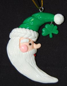 Irish Moon Santa Ornament with Shamrock BOE986 By Bridget's of Erin