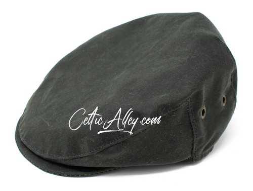 Hanna Hats of Donegal Waxed Cotton Vintage Cap in Green Handmade in Ireland