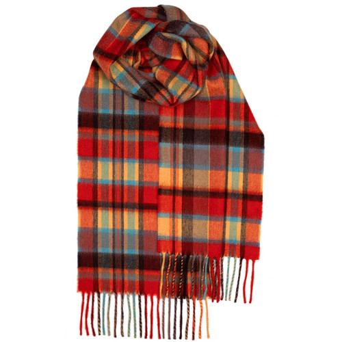 BEAU RED MEADOW CHECK LUXURY CASHMERE SCARF