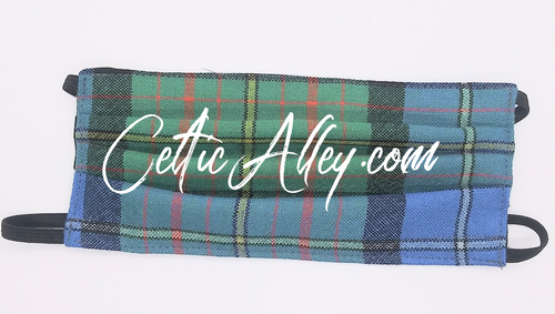 Official Tartan Plaid Pleated Face Mask In   California (Muir) Hand Made In Scotland