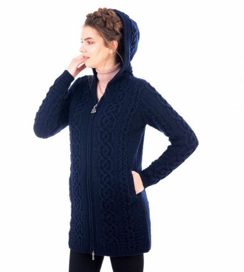 Celtic Aran Sweater Jacket in Navy Celtic Aran Sweater Jacket in Navy