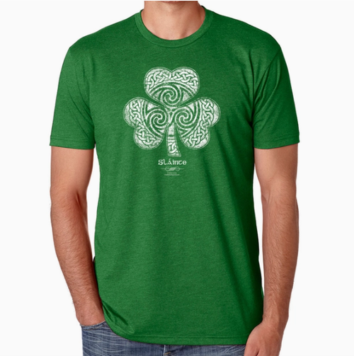 Celtic Clover Sláinte T-Shirt in Heather Green