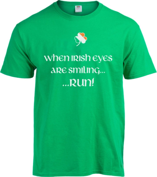 "When Irish Eyes Are Smiling, Run!" Kid's/Youth T-Shirt in Green