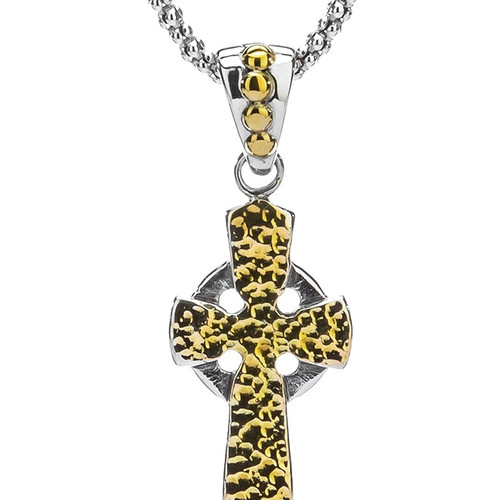 Sterling Silver + 10k CZ Cross Pendant by KEITH JACK PCRX10250