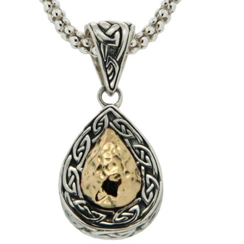 Sterling Silver and 18k Gold Solstice Hammered Pendant Teardrop PPX9811 KEITH JACK