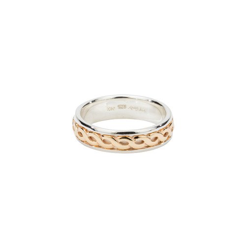 Sterling Silver and 10k Yellow Gold Celtic Weave Knot "Harrow" Ring in sizes 5-13 by KEITH JACK PRX28207
