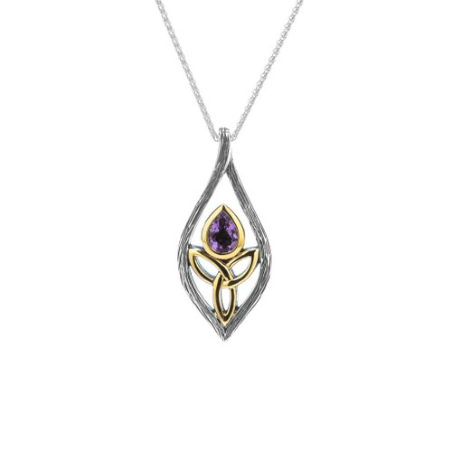 Sterling Silver and 10k Yellow Gold with Amethyst Archangel Pendant By KEITH JACK PPX8396-AM