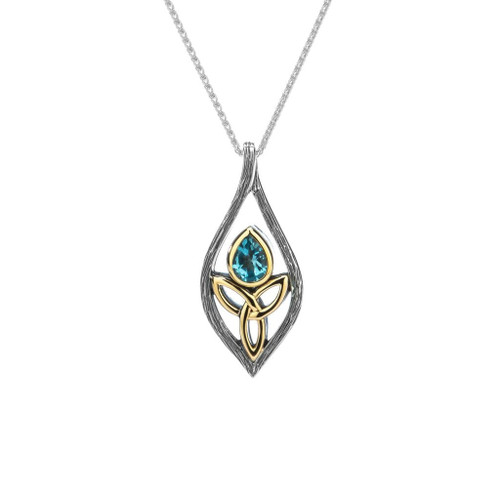 Sterling Silver and 10k Yellow Gold with Blue Topaz Archangel Pendant By KEITH JACK PPX8396-BT