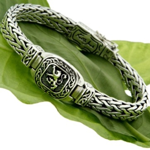 Sterling Silver Lion Rampant 7"-9.5" Bracelet  by KEITH JACK in  sizes 7” to 9.5”