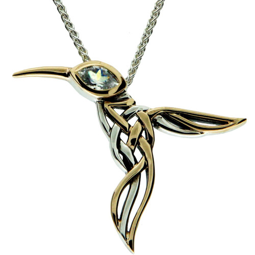 Sterling Silver and 10k Peridot Hummingbird Pendant By Keith Jack PPX8440-PER