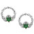 Claddagh Green CZ Earrings - Stud Fittings In Sterling Silver by BORU (BE39-S)