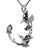 DOUBLE HUMMINGBIRD PENDANT In Sterling Silver and Blue Topaz by Keith Jack PPS6108-BT