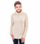 Ladies Turtleneck Ribbed Cable Knit Sweater In Natural