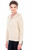 Ladies Double Collar Zipped Cardigan In Natural