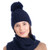 Aran Wool Bobble Hat In Navy