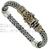 PBX7260 This bracelet is part of the Dragon Weave Collection.
Materials:  Sterling Silver and 10k Yellow Gold
Lengths: 6.7″, 7.1″, 7.5″, 7.9″, 8.1″, 8.3″, 8.7″, 9″, 9.5″, 9.7″
Details:  tongue and groove clasp with figure 8 safety latches
Wear this bracelet to signify life’s continually evolving path.