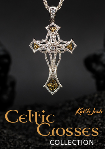 Irish Necklace | 10k White & Yellow Gold Diamond & Emerald Celtic Cross  Pendant at IrishShop.com | IJSV46499