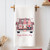 Valentine's gnome kitchen towel set styled in gift basket with chocolates and candle — Galentine's Day gift idea under $15