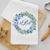 Blue Floral Wreath Monogram Pillow — Personalized Farmhouse & Wedding Gift