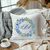 Blue Floral Wreath Monogram Pillow — Personalized Farmhouse & Wedding Gift