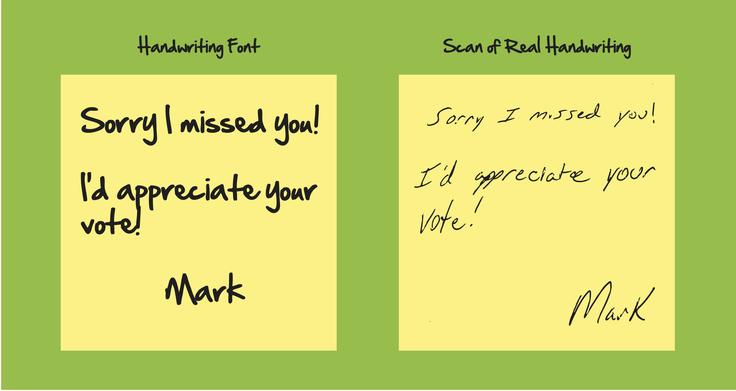 Custom Post-it Notes That Look Like Handwriting