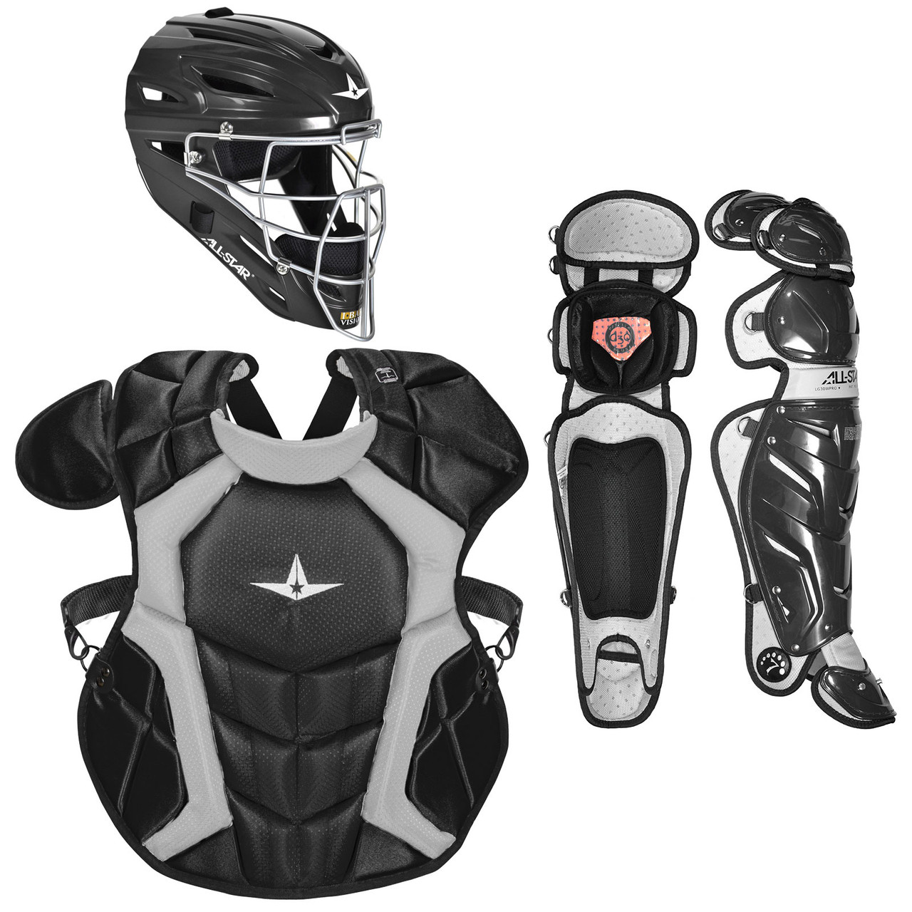 All-Star System7 Axis NOCSAE Youth Baseball Catcher's Set Solid Black