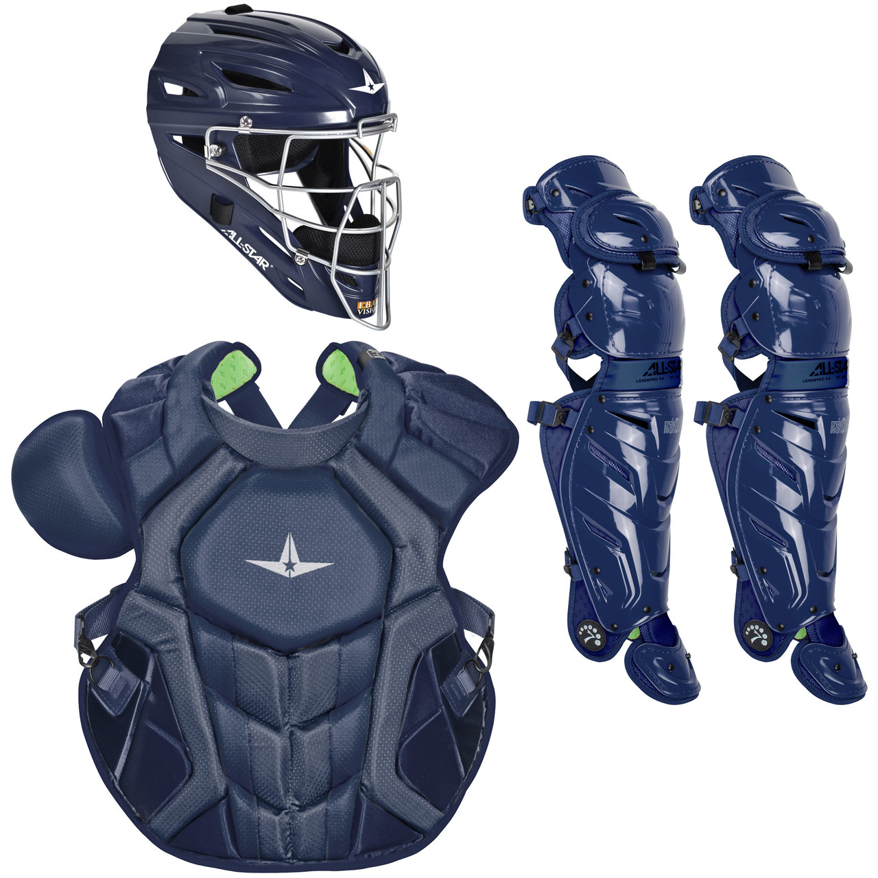 All-Star System7 Axis NOCSAE Youth Baseball Catcher's Set Solid Black