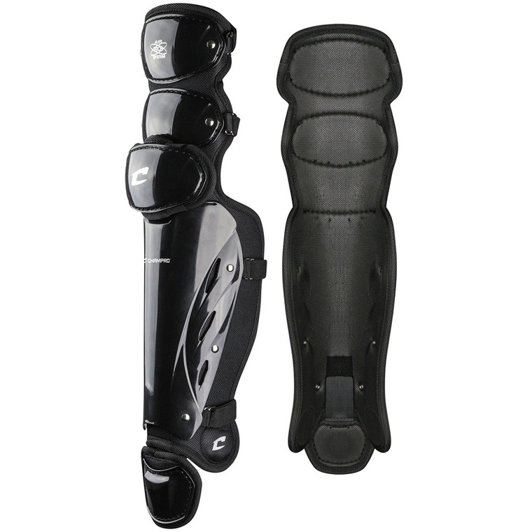 Champro Pro-Plus 17 Inch Baseball/Softball Umpire Leg Guards - Black