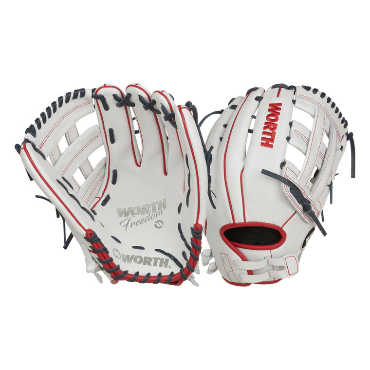 Worth Freedom White, Navy & Red 13 Inch WWF130-6WNS Slowpitch Softball Glove