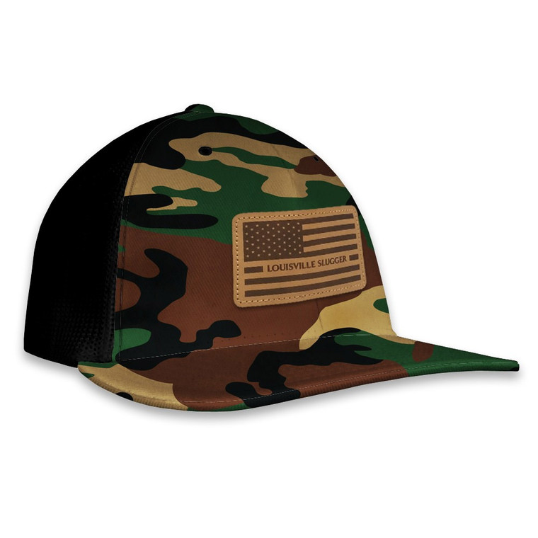 Louisville Slugger Flag Patch Baseball/Softball Flat Bill Snap-Back Trucker Hat