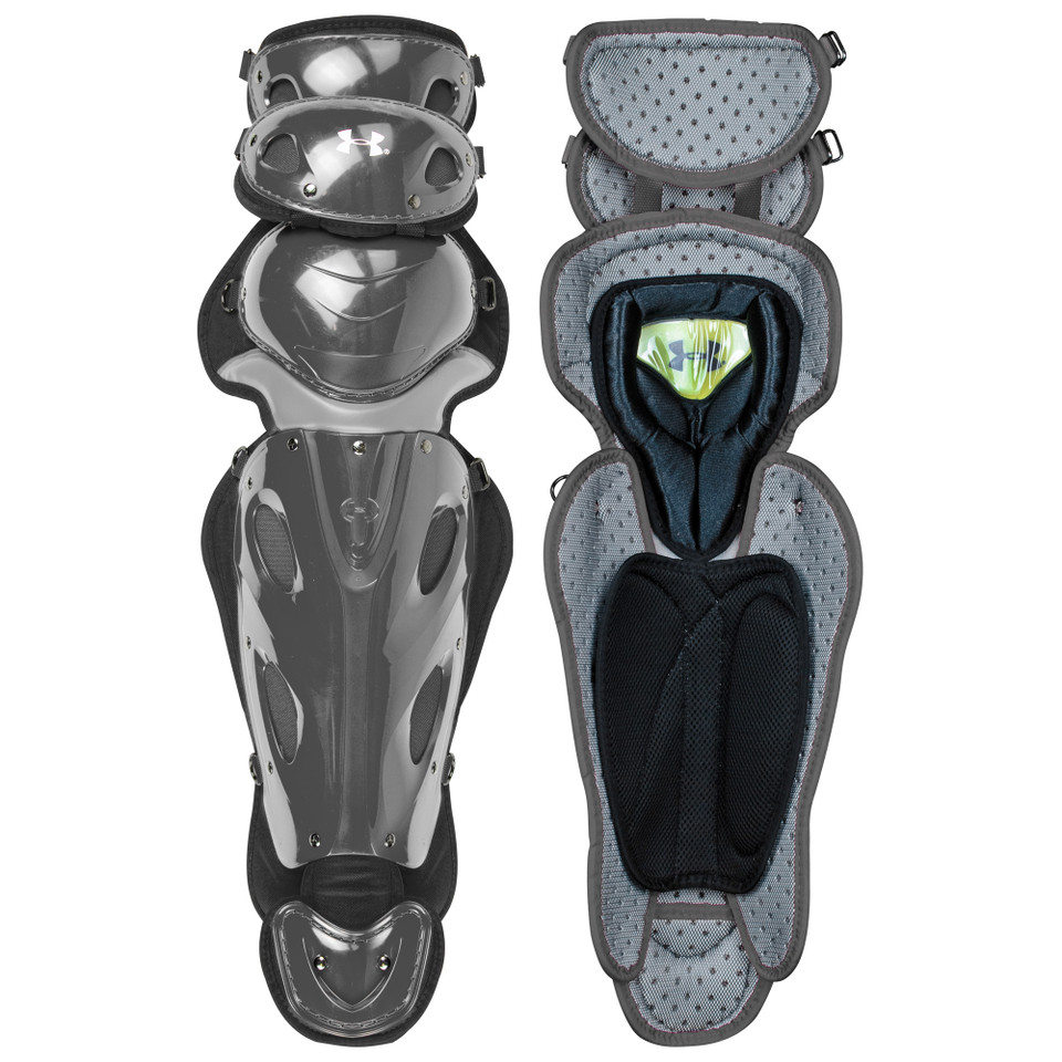 Under Armour UA Pro 4 Intermediate 14.5 Inch Baseball Catcher's Leg Guards Under Armour UA Pro 4 Intermediate 14.5 Inch Baseball Catcher's Leg Guards