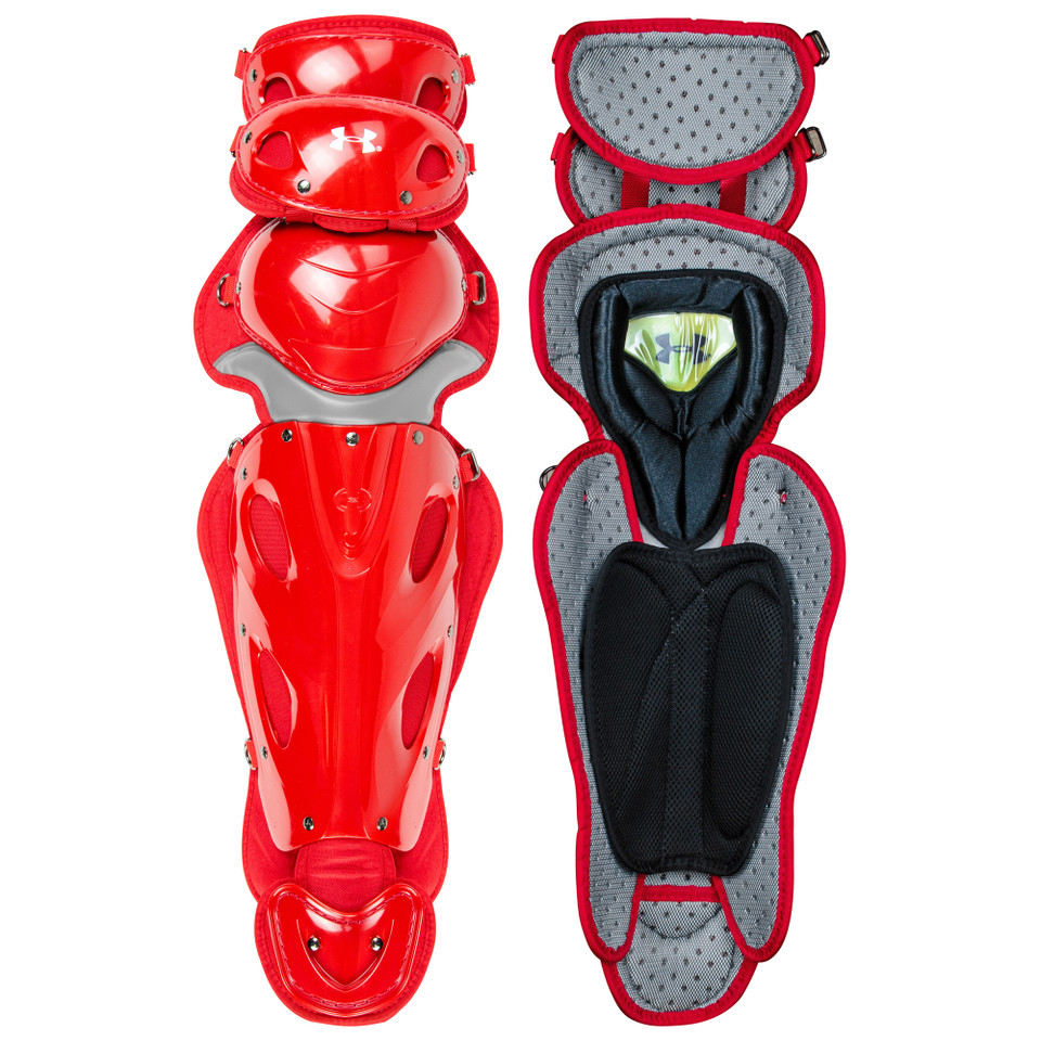 Under Armour UA Pro 4 Intermediate 14.5 Inch Baseball Catcher's Leg Guards Under Armour UA Pro 4 Intermediate 14.5 Inch Baseball Catcher's Leg Guards