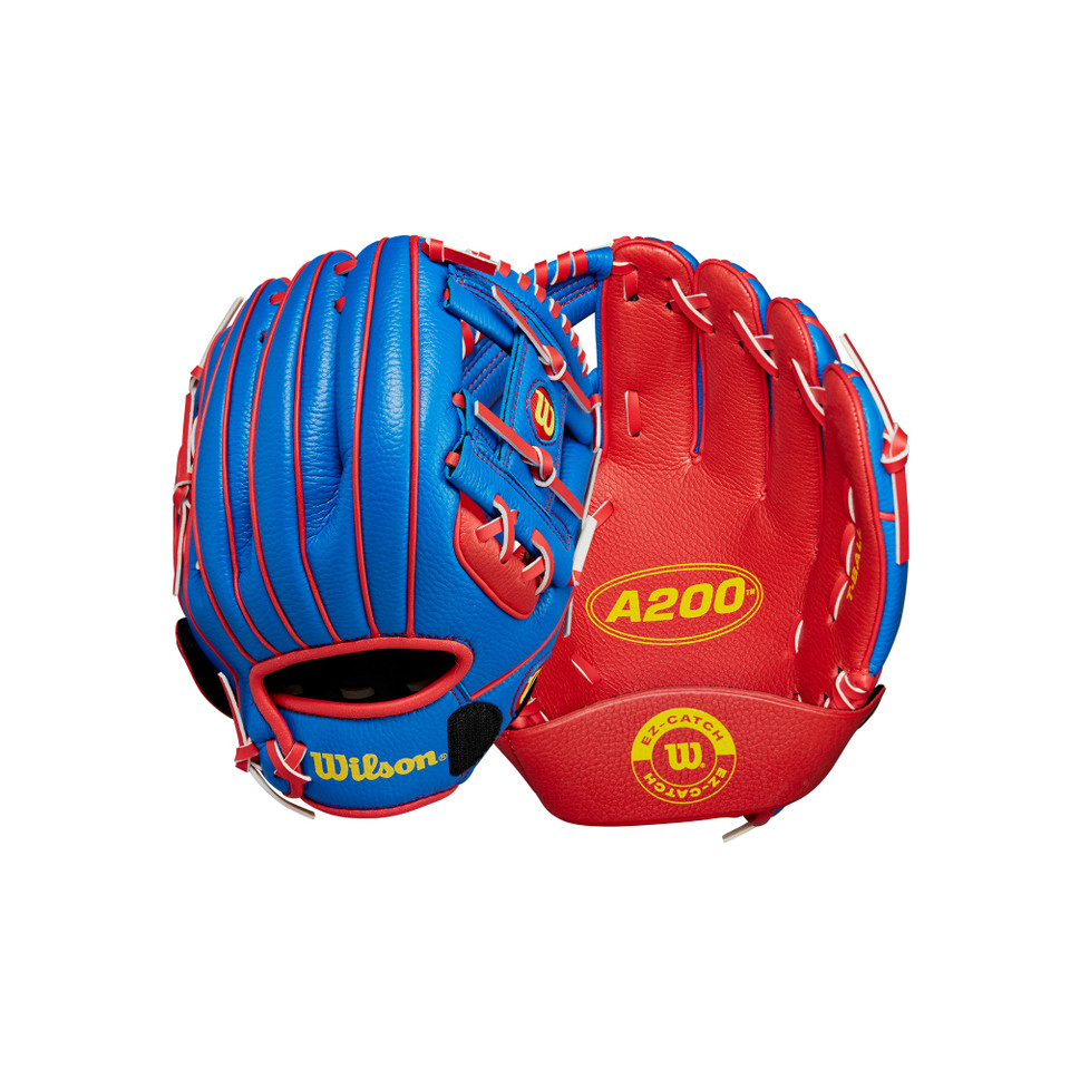 Wilson 2024 A200 EZ Catch 10 Inch Youth Baseball Glove - Royal/Red/Yellow