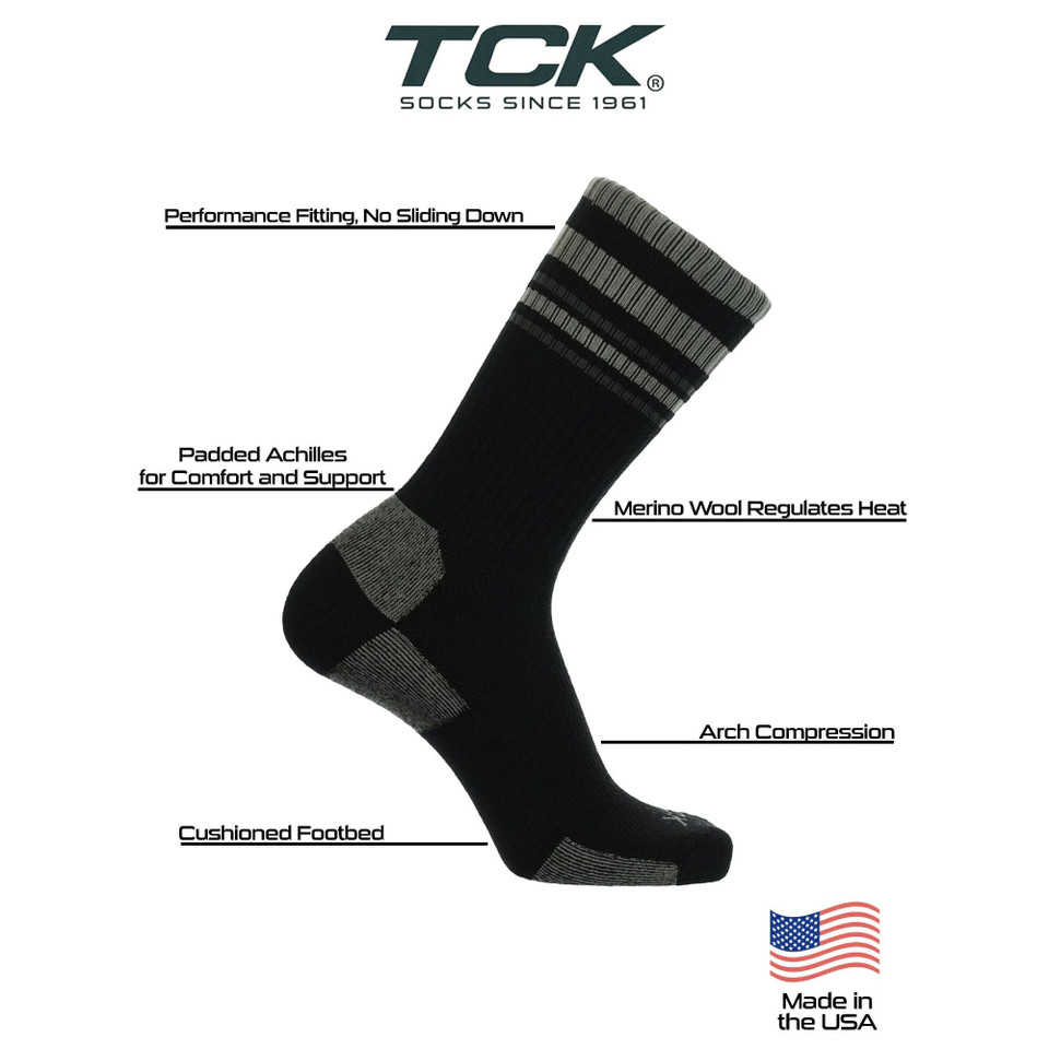 TCK Striped Merino Wool Hiking Socks For Men & Women