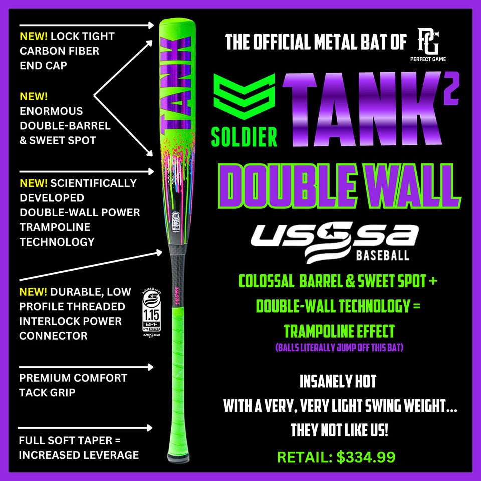 Soldier 2026 Tank 2 Drip Double Wall (-5) USSSA Baseball Bat