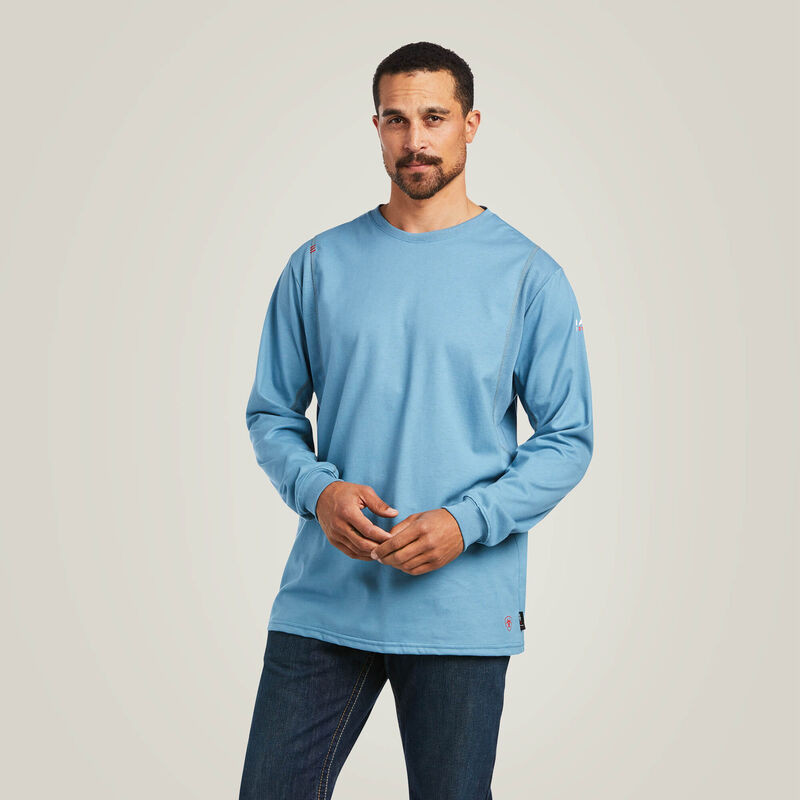 ARIAT MENS FR AC CREW LS T-SHRT STEEL 10039398
