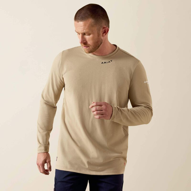 ARIAT MENS FR BASELAYER LS T-SHRT KHAKI 10039464