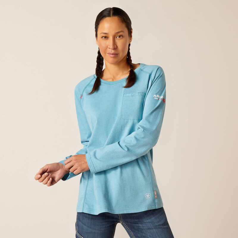 ARIAT WOMENS FR AIR CREW LS BLUE SPACE 10048887