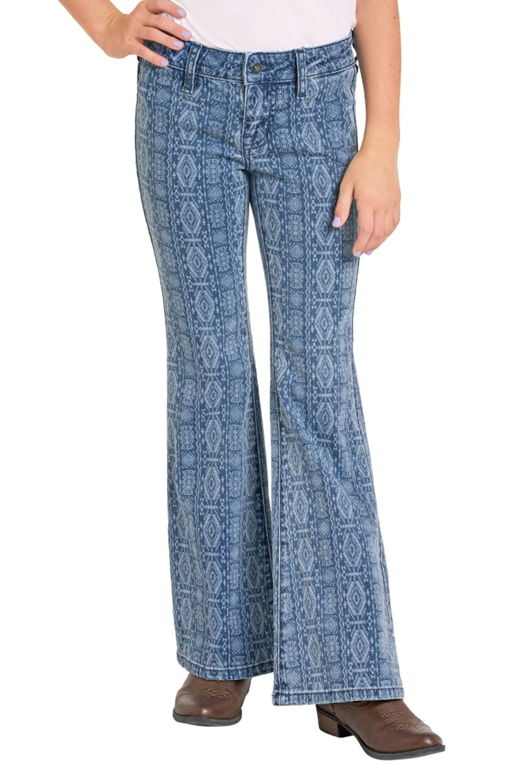 ROCK & ROLL GIRLS AZTEC BUTTON FLARE JEANS BG6PD07183