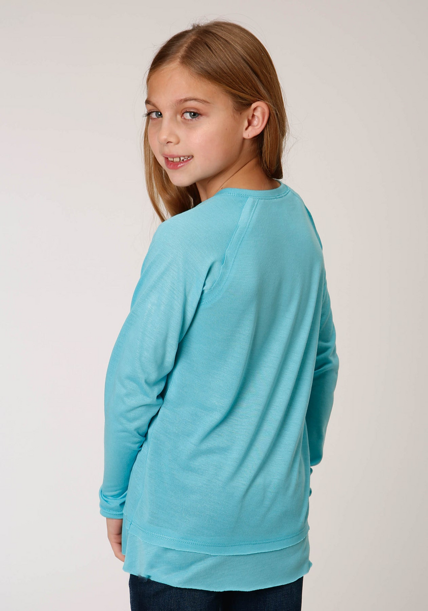 ROPER GIRLS TURQUOISE JERSEY KNIT TEE 03-009-0513-6116